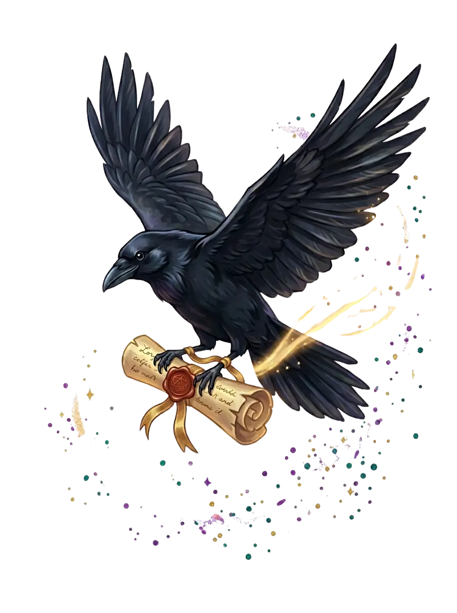 Raven character illustration beside sharing and Discord recap feature